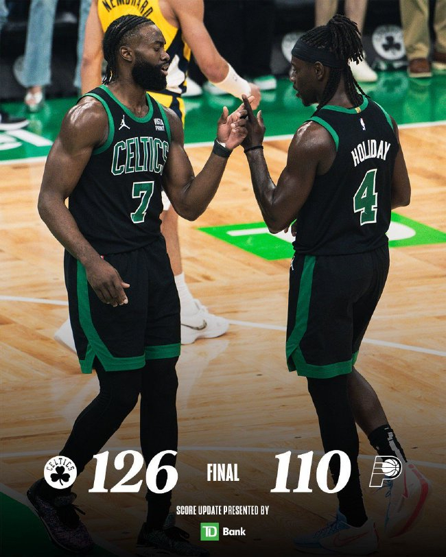 布朗40分碾压步行者 绿军2-0领先