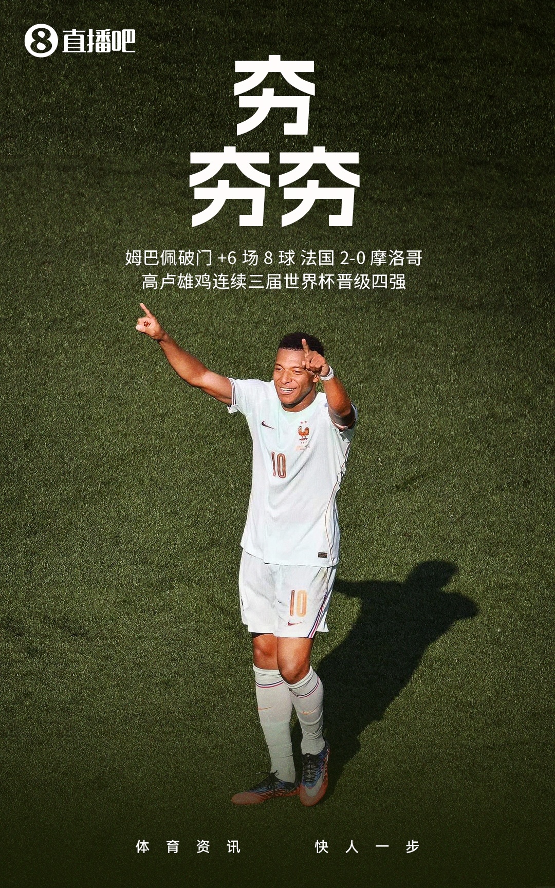 姆巴佩传射+失点 法国2-0摩洛哥连续三届进四强 宽萨禁赛两场
