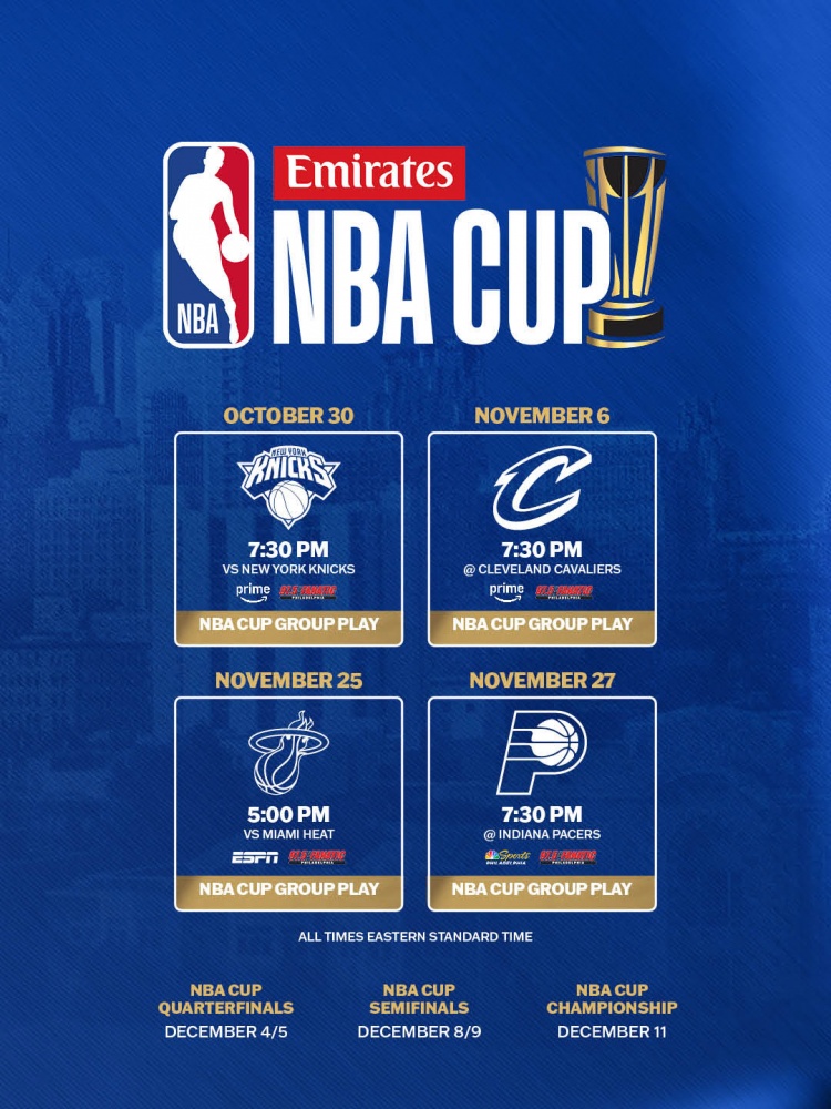 76人NBA杯小组赛赛程公布 10月31日主场迎尼克斯