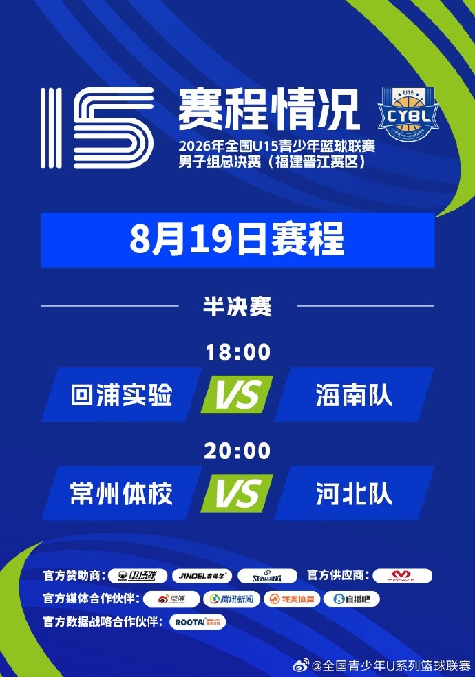 U15总决赛半决赛对阵出炉:回浦实验遇海南 常州体校碰河北